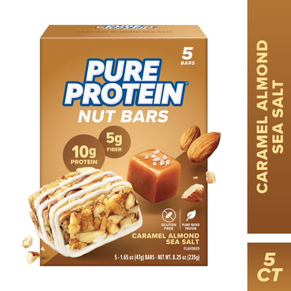 Pure Protein Nut Bars. Caramel Almond Sea Salt. 5 Pack