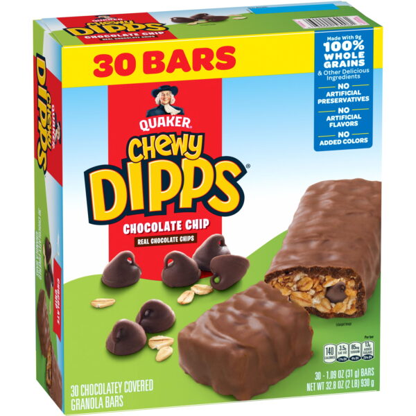 Quaker Chewy Dipps Chocolate Chip Granola Bars. 1.09 oz 30 Count
