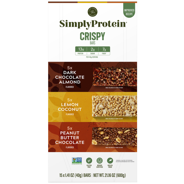 Simply Protein Crispy Bars Variety Pack 1.41 Ounce (Pack of 15)