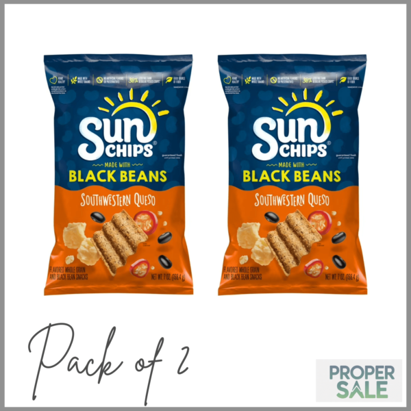 SunChips Black Bean Southwestern Queso Whole Grain Snack Chips. 7 oz Bag ( PACK OF 2 )