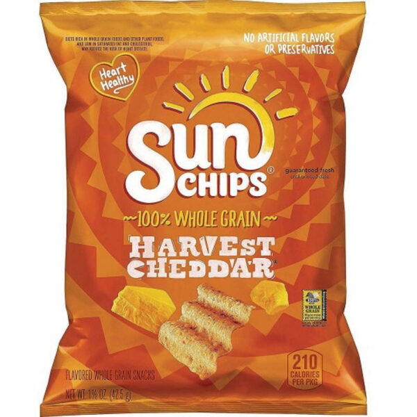 SunChips Harvest Cheddar Flavored Multigrain Snacks. 1.5 Oz Bag/64 Count