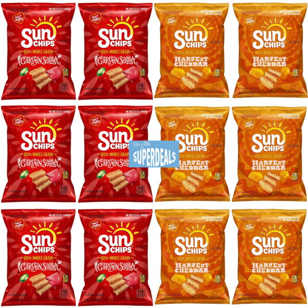 SunChips Multigrain Variety Pack Snack Chips. 1.5 oz Bags (Pack of 12) Bundled by SUPERDEALS