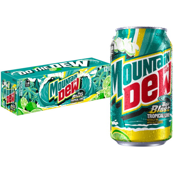 Mountain Dew Baja Blast Tropical Lime & Citrus Soda Pop. 12 fl oz 12 Pack Cans