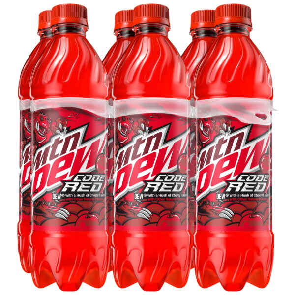 Mountain Dew Code Red Cherry Soda Pop 16.9 fl oz. 6 Count Bottles
