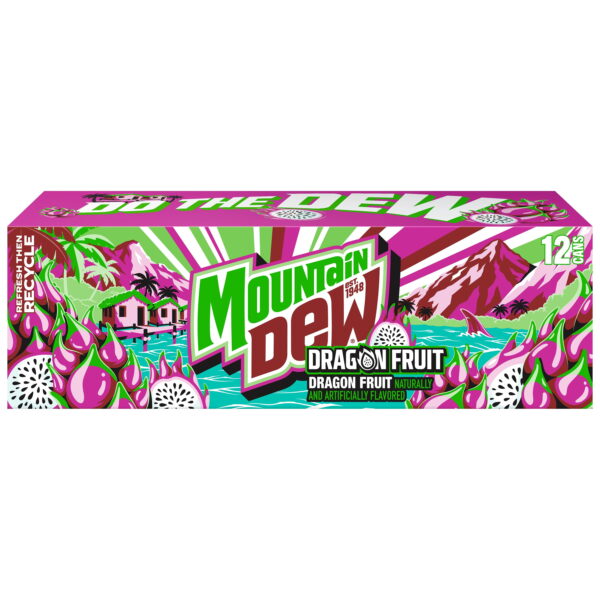 Mountain Dew Soda Dragon Fruit 12 fl oz. 12 Count